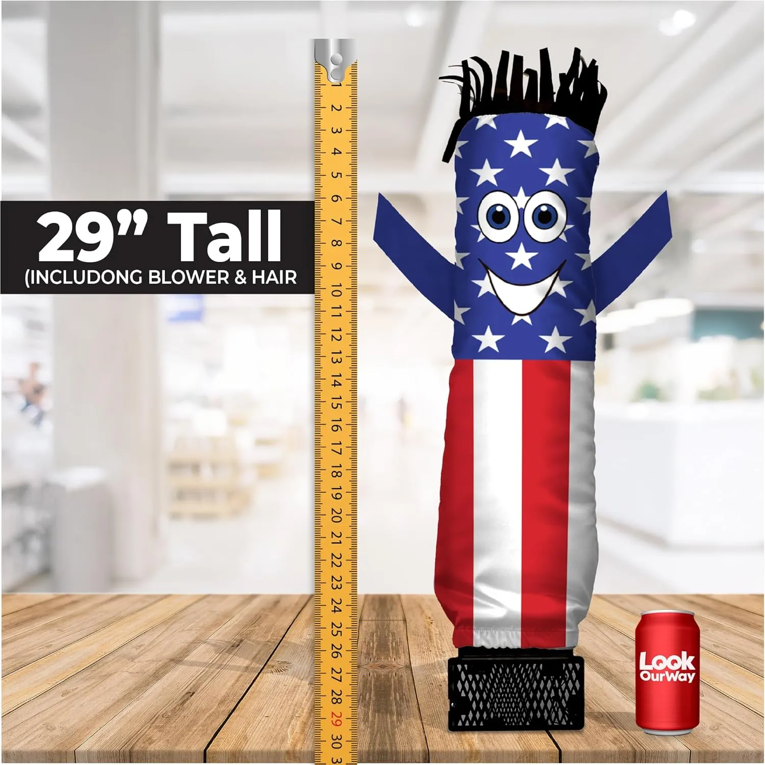 LookOurWay Air Dancers Mini Inflatable Tube Man Set - 29" Wacky Waving Inflatable Tube Guy with Blower for Desktop Advertising - American Flag