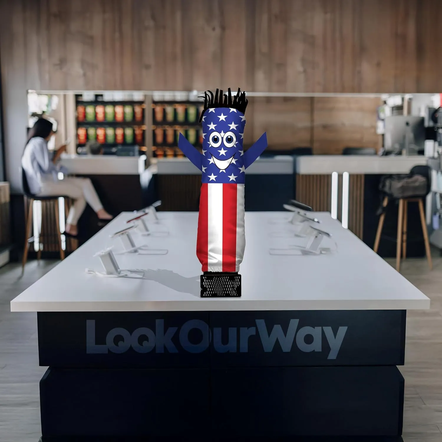 LookOurWay Air Dancers Mini Inflatable Tube Man Set - 29" Wacky Waving Inflatable Tube Guy with Blower for Desktop Advertising - American Flag