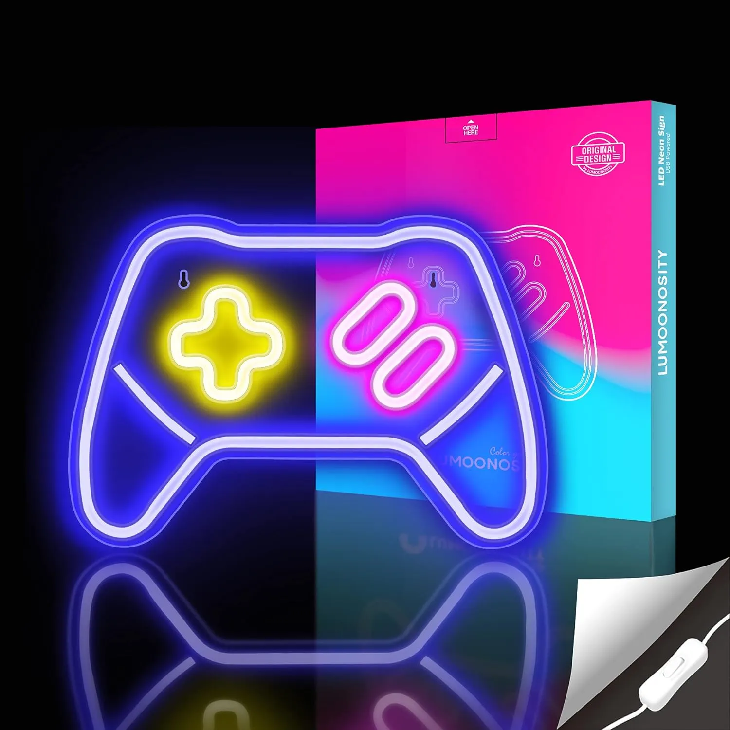 Lumoonosity Game Controller Neon Signs Neon Sign for Video/PC Gamer, Teen Boys' Gift - LED Signs for Wall, Bedroom, Game Room Decor - Cool Gaming Console Neon Light