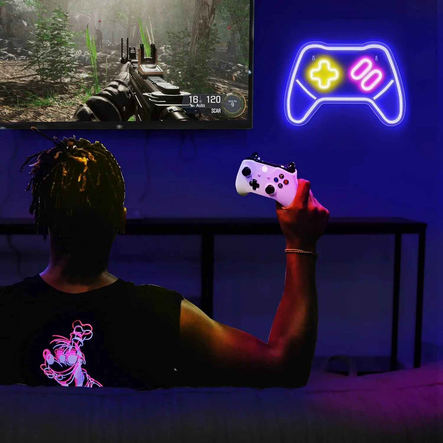 Lumoonosity Game Controller Neon Signs Neon Sign for Video/PC Gamer, Teen Boys' Gift - LED Signs for Wall, Bedroom, Game Room Decor - Cool Gaming Console Neon Light