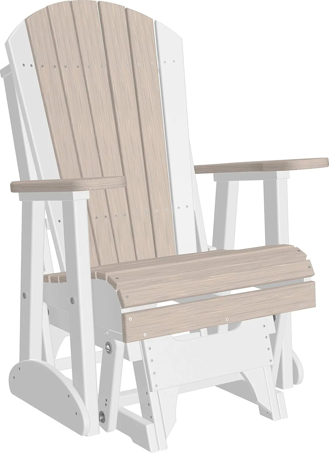 LuxCraft 2' Adirondack Glider Chair, Outdoor Patio Rocking Glider, Gliding Rocker for Outside (Birch & White)