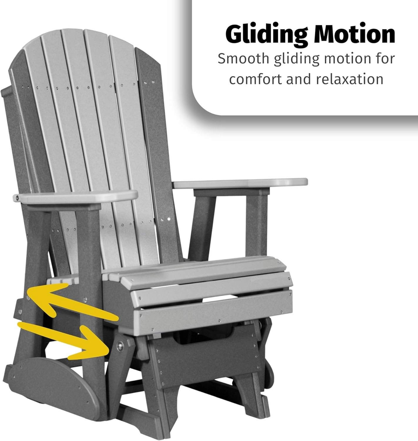 LuxCraft 2' Adirondack Glider Chair, Outdoor Patio Rocking Glider, Gliding Rocker for Outside (Antique Mahogany)