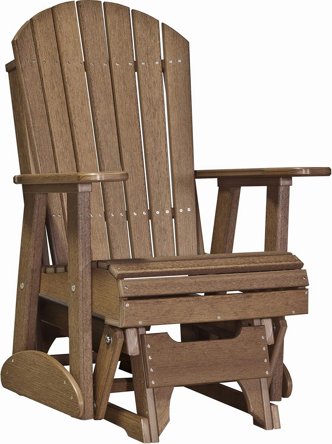 LuxCraft 2' Adirondack Glider Chair, Outdoor Patio Rocking Glider, Gliding Rocker for Outside (Antique Mahogany)