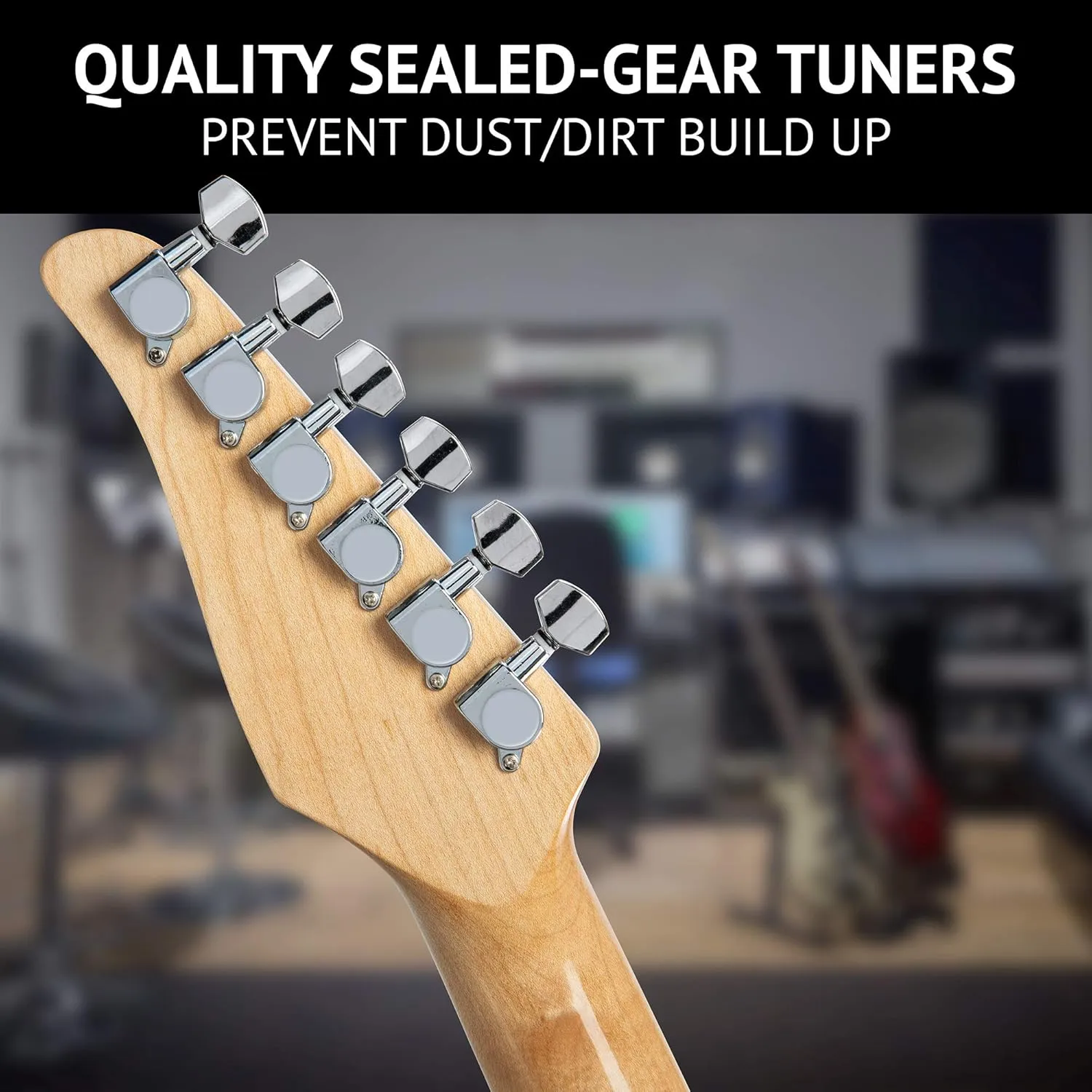 LyxPro 39” Electric Guitar TL Series, Full-Size Paulownia Wood Body, 3-Ply Pickguard, C-Shape Neck, Ashtray Bridge, Quality Gear Tuners, 3-Way Switch & Volume/Tone Controls, 2 Picks Included, Black