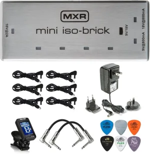 M239 Mini Iso-Brick 9v,18v Effects Pedal Power Supply with Tonebird Bundle Including Dunlop ECB004 18-volt Adapter, True Tune Tuner, Patch Cables and Dunlop Picks