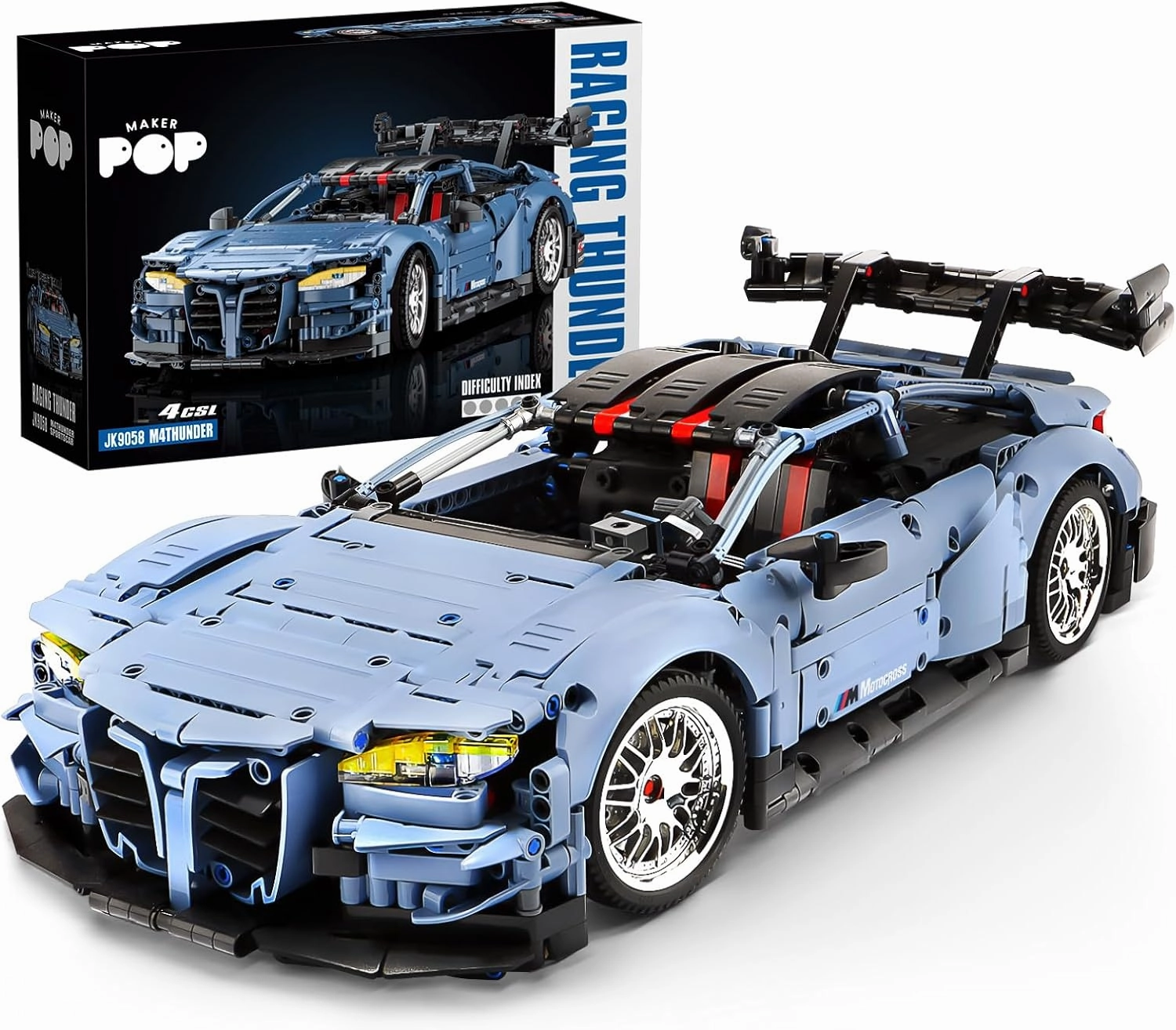 M4 Technic Building Car Set, 1:10 Champion Racing Car Building Blocks and Challenge Construction Toys, Collectible Gift for Technical Enthusiasts Adults & Boys Age 14  (2280PCS)