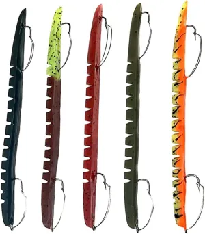 Made in USA 6" weedless bass Fishing Lures for Freshwater & Saltwater, pre Rigged Weedless Worm Baits, Anise Scented Animated Lures, Durable Fishing Gear-DeLong Lures