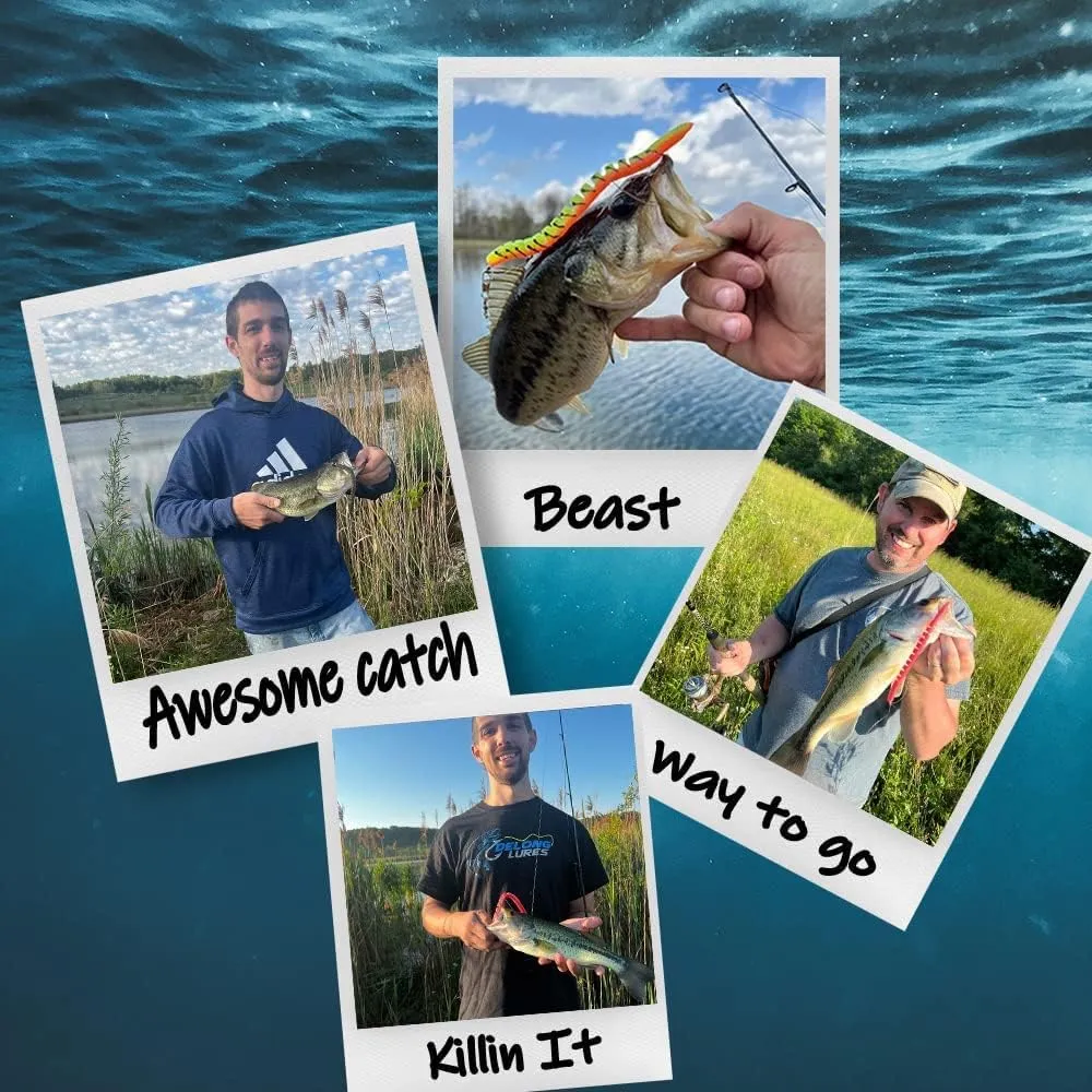 Made in USA 6" weedless bass Fishing Lures for Freshwater & Saltwater, pre Rigged Weedless Worm Baits, Anise Scented Animated Lures, Durable Fishing Gear-DeLong Lures