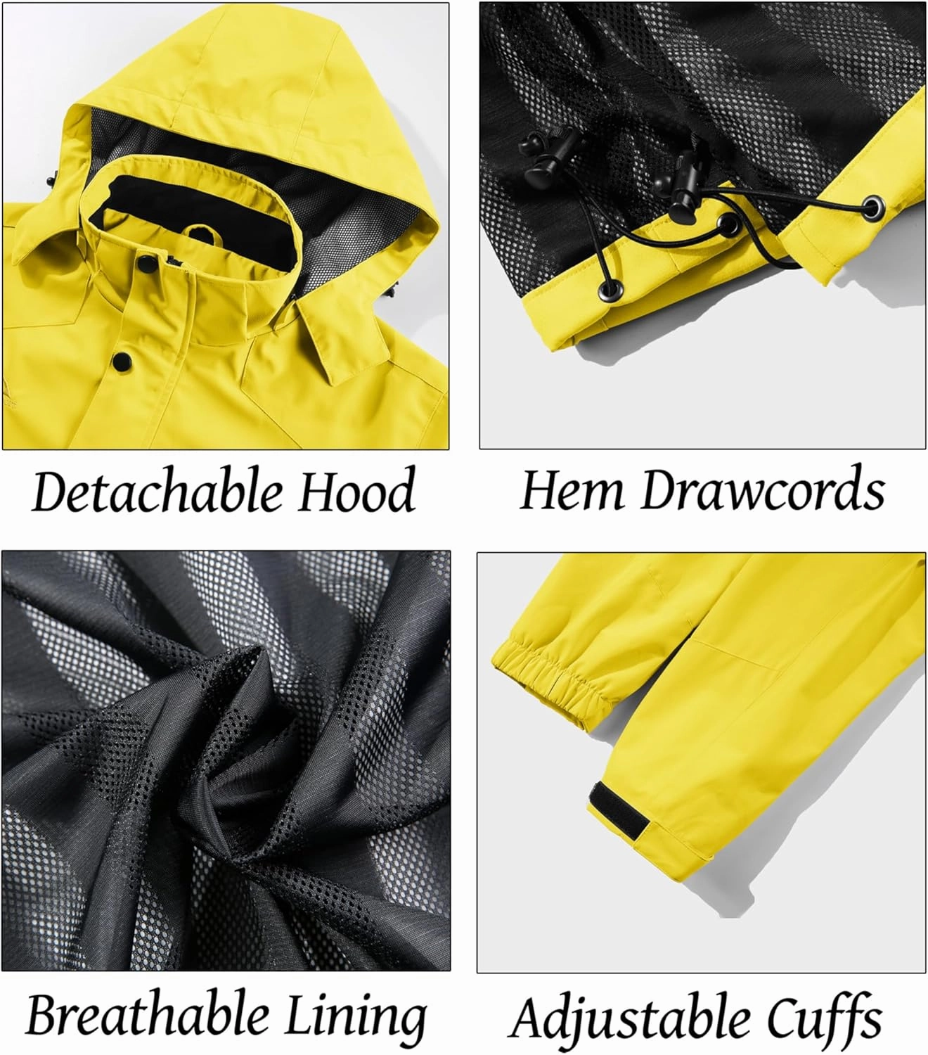 MAGCOMSEN Men's Lightweight Windbreaker Rain Jacket Raincoat with Detachable Hood for Hiking Fishing Activewear