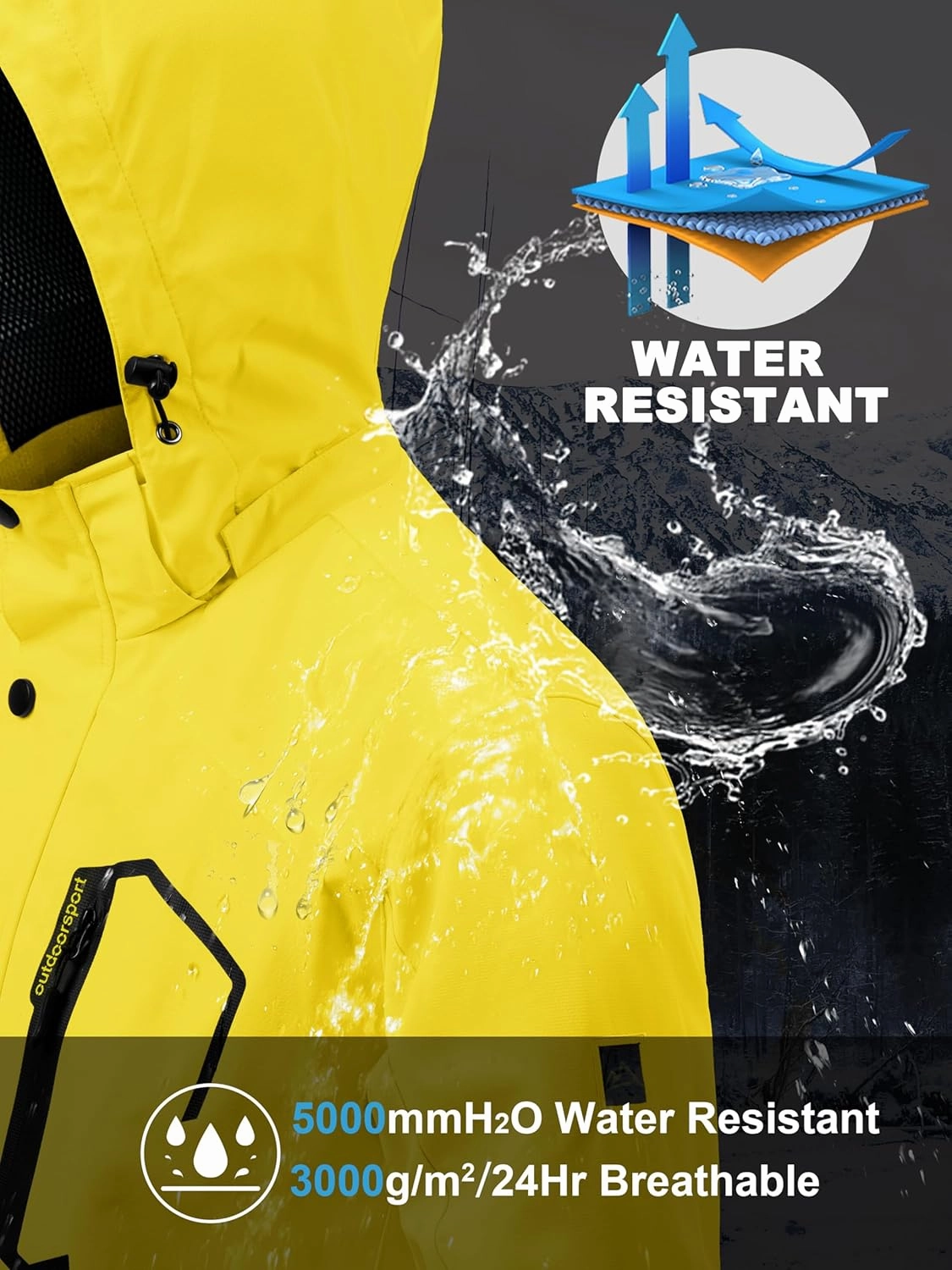 MAGCOMSEN Men's Lightweight Windbreaker Rain Jacket Raincoat with Detachable Hood for Hiking Fishing Activewear