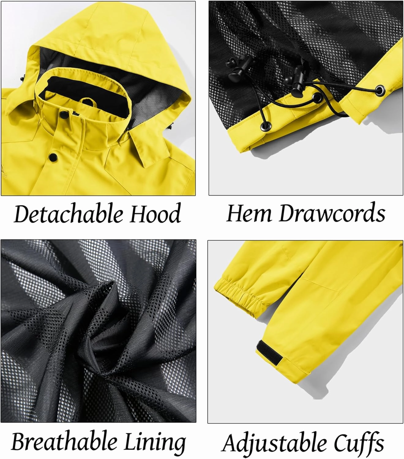 MAGCOMSEN Men's Lightweight Windbreaker Rain Jacket Raincoat with Detachable Hood for Hiking Fishing Activewear