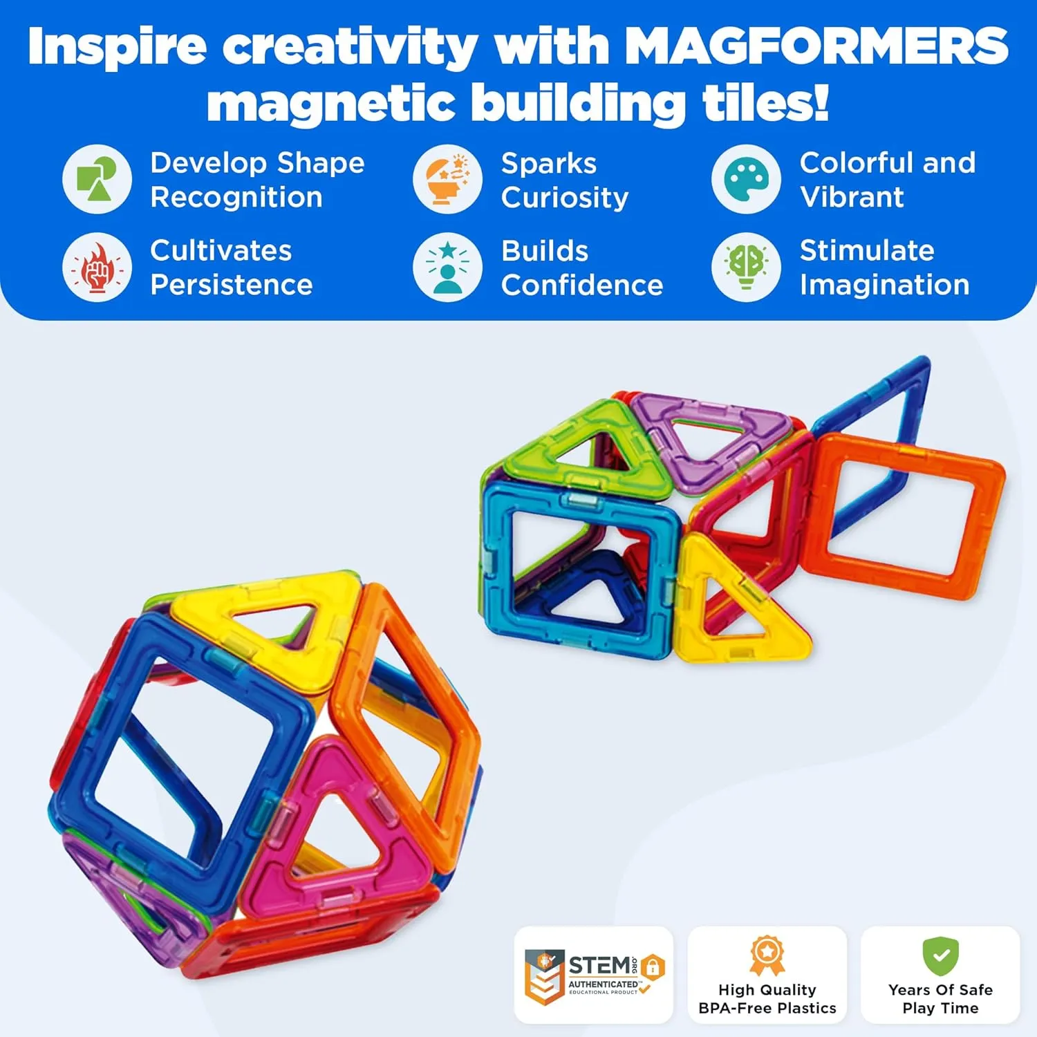 Magformers Rainbow 14 Piece Set - Magnetic Tiles Building Blocks, Educational Kit, STEM Toy Set - Magnetic Building Tiles for Kids to Develop Problem-Solving Abilities and Shape Recognition
