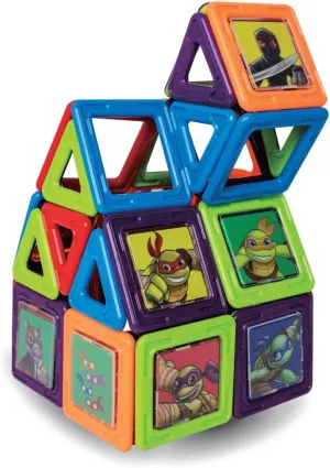 MAGFORMERS Teenage Mutant Ninja Turtles 60 Pieces Set, Green and Purple, Educational Magnetic Geometric Shapes Tiles Building STEM Toy Set Ages 3 