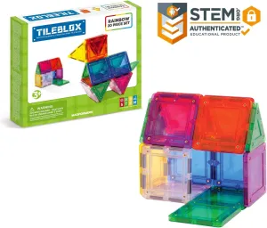 MAGFORMERS Tileblox Basic Rainbow 20 Pieces, Rainbow Colors, Magentic Geometric Shapes Building STEM Toy Set Ages 3 