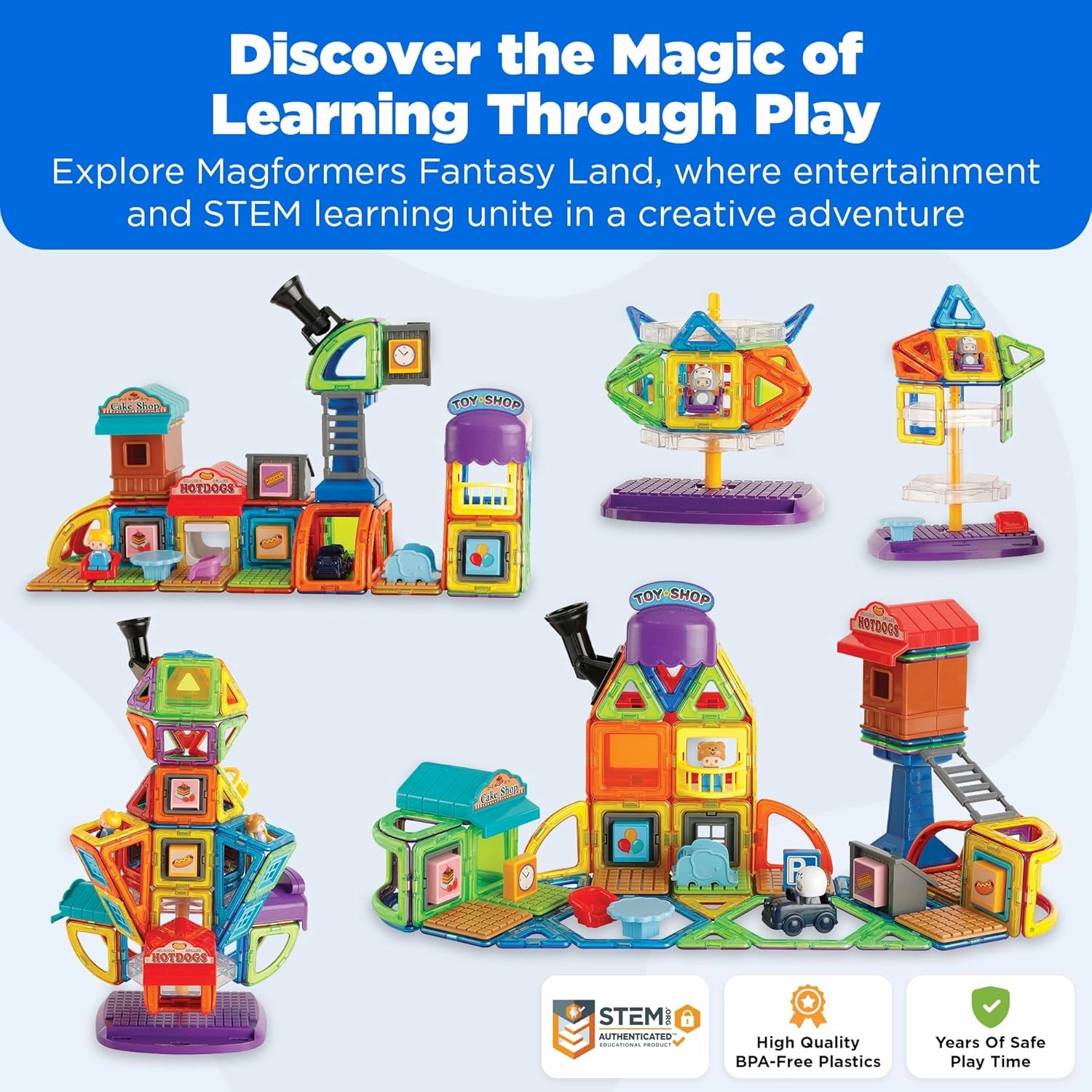 Magformers Fantasy Land 126Pc Set | Magnetic Tiles for STEM Development, Education, and Critical Thinking | Magnetic Blocks and Building Tiles to Develop Problem-Solving Ability and Shape Recognition