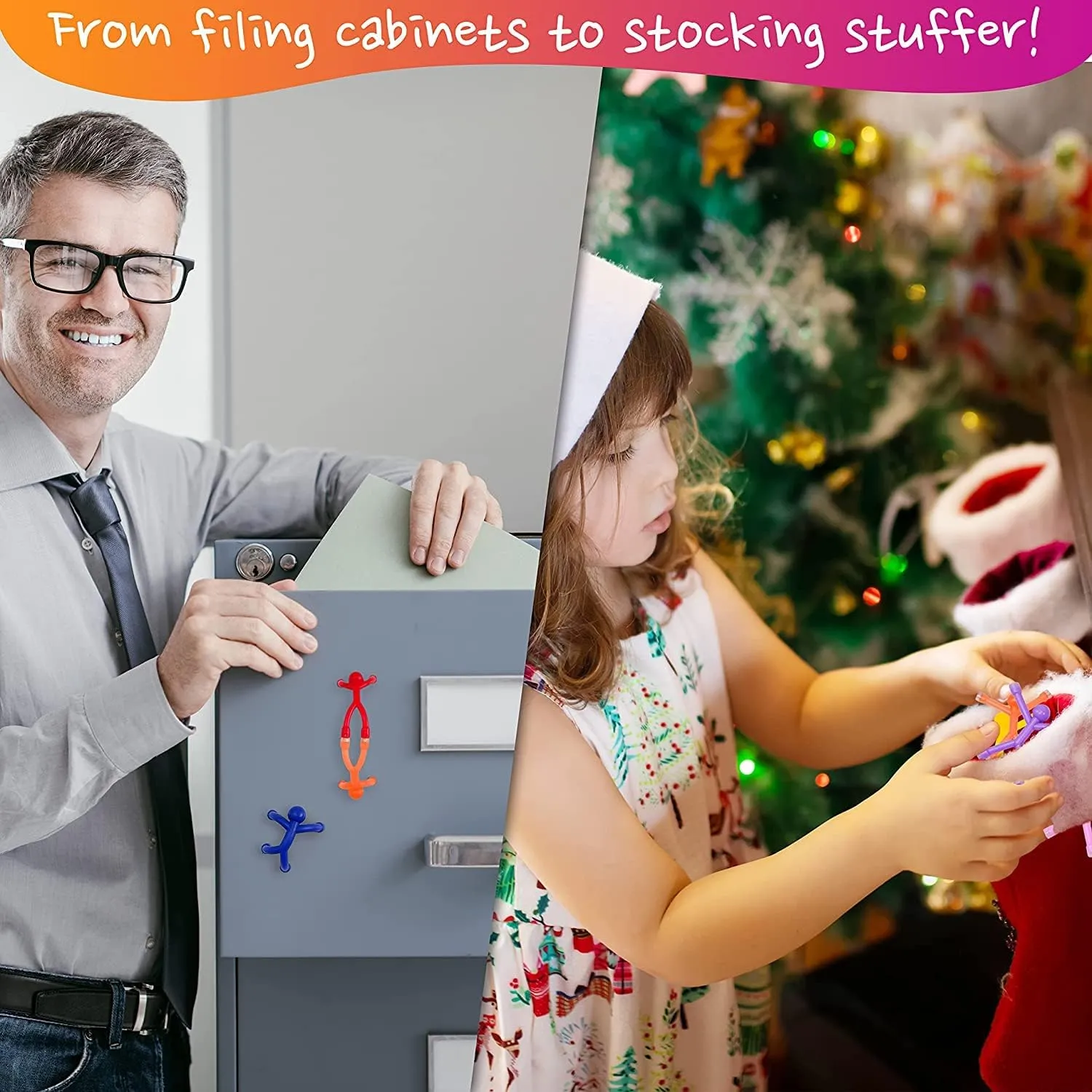 MagMen Cute Colorful Magnetic toy Characters - Fun Flexible Multi-Use Human Shaped Fidget Toy and Refrigerator Magnet Set -[Educational, Art and Crafts, Anxiety and much more] -Only Imagination Needed