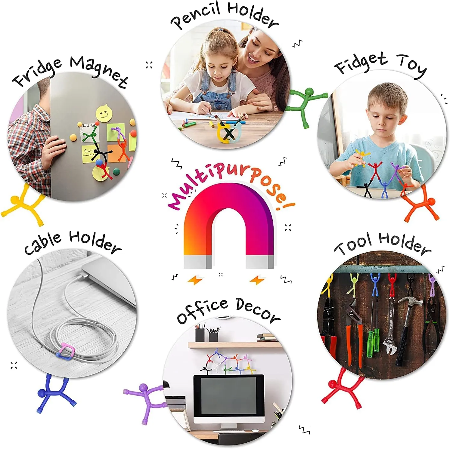 MagMen Magnetic Travel Toys: Stretchy, Fun, and Educational Fidget Toys for Kids and Adults Ages 3 and up 10 Opaque