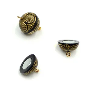 Magnetic Acrylic Clasp- Black & Gold Flower