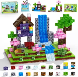 Magnetic Blocks, 108PCS Building Blocks for Kids, STEM Forest World Set for Toddler Birthday Xmas Gifts, Montessori Sensory Toys for Boys Girls Aged 3-12, 1" Cubes