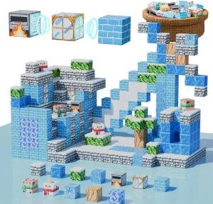Magnetic Blocks - 121PCS Build Mine Frozen Castle Magnet World Sword Edition with Magic Portal Set - STEM Sensory Toys for 3-12 Year Old Girls & Boys - Toys for Montessori Toddler Birthday Gifts
