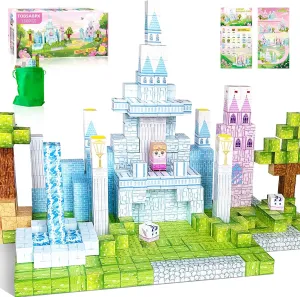 Magnetic Blocks, 150 PCS Magnetic Building Blocks Set, Castle Magnet Building Cubes, Magnet Tiles Stacking Toys for Kids, STEM Sensory Toys for Girls Boys 3 4 5 6  Years Old, Birthday