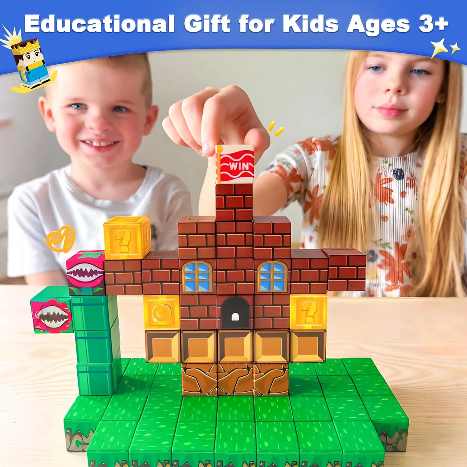 Magnetic Blocks Building Toys - Build Mine Magnet World Set Toddler Kids Sensory Toys for Boys & Girls Ages 3-5 5-7 8-12, 1'' Magnetic Cubes Game