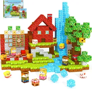 Magnetic Blocks Kids Games Building Toys for 3 4 5 6 7 8 9 10 11 12 Year Old Boys Girls, Magnetic Tiles Cubes STEM Sensory Toys for Toddler Travel Party Christmas Birthday Gifts