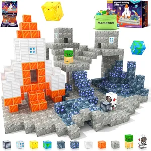Magnetic Blocks Space Set, Build Mine Magnet World Set, Magnetic Tiles Building Toys for Boys & Girls Age 3-5 5-7, STEM Montessori Sensory Toys for Toddlers Gifts for 3  Years Old