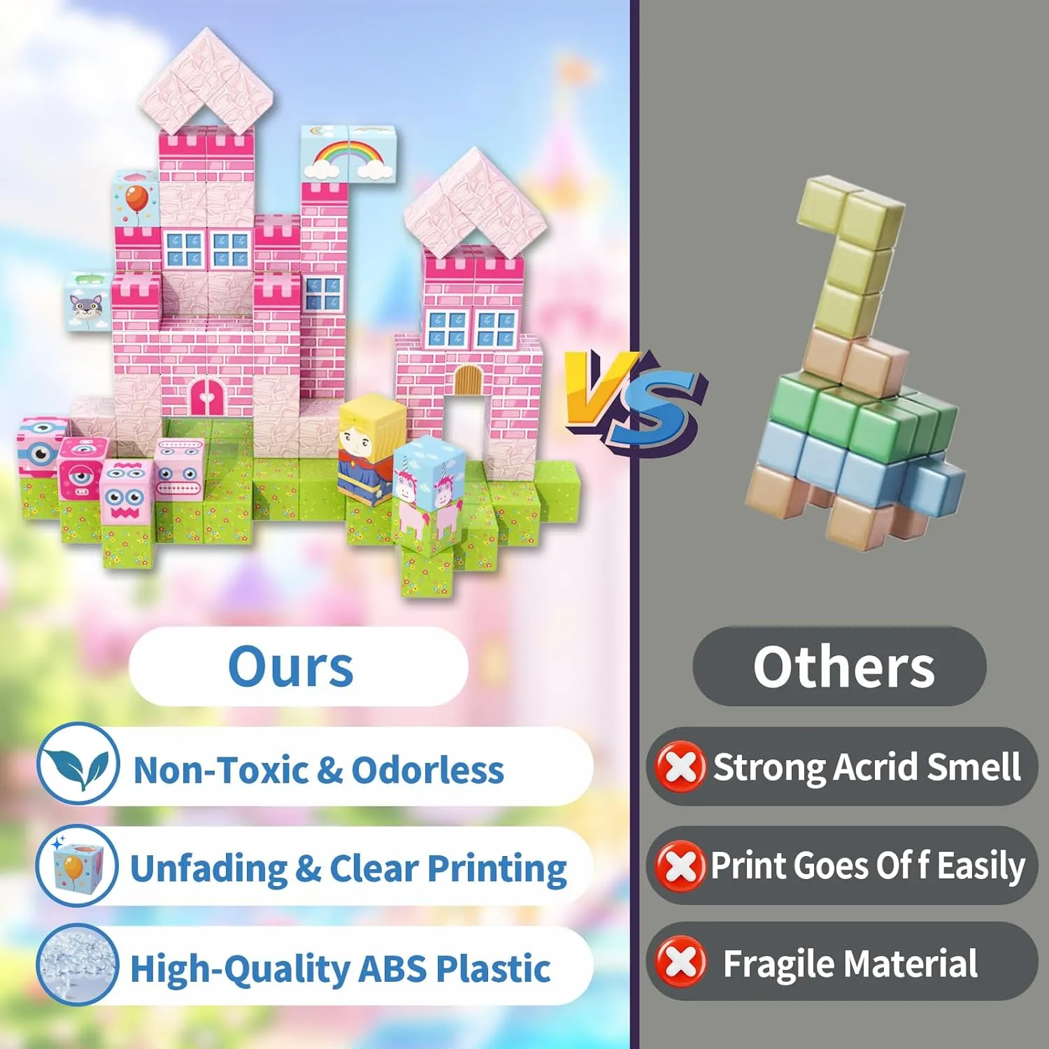 Magnetic Building Blocks for Kids Ages 4-8, Princess Castle Garden Magnet STEM Sensory Toys-Magnetic Castle Princess, Christmas Birthday Gifts Toy for Girls & Boys 3  Ages