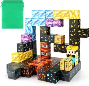 Magnetic Building Blocks - Mine Sword Caverns Edition, Montessori Sensory Toys for Toddlers & Kids Ages 3-8, Essential Magnet Classroom Toys for Boys & Girls
