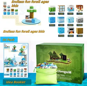 Magnetic Building Blocks,Build Mine Magnet Magic World Set,Kids STEM Magnetic Tile Building Blocks Brain Development,Sensory Toys,Magnetic Building Toys for,3 4 5 6 7 8 9 10  Years Boys Girls