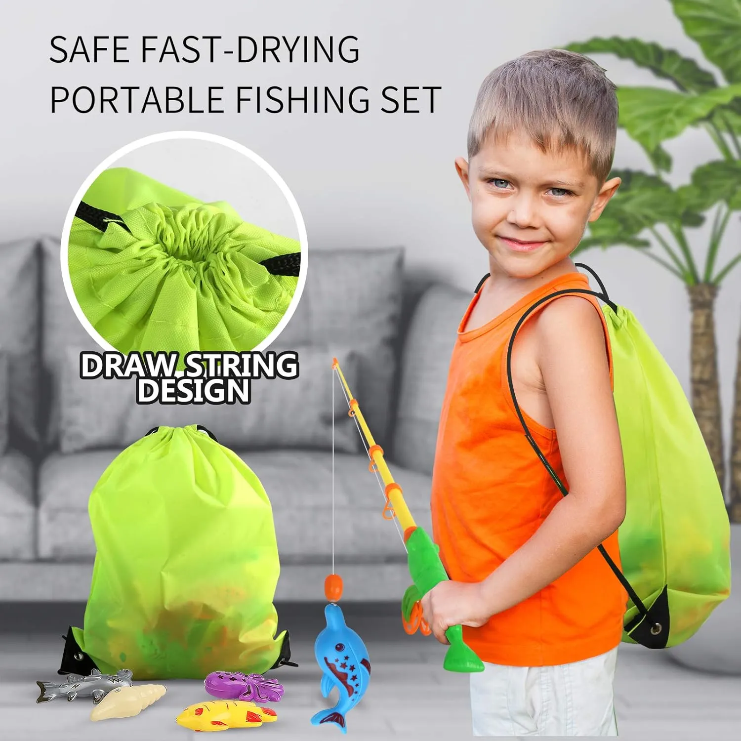 Magnetic Fishing Game - 36 Pcs Color Ocean Sea Animals Plastic Floating Fish with Pole Rod Net Storage Bag, Water Table Bathtub Game for Age 3 4 5 6 Year Kids Toddler, Bath Toys for Kids Ages 4-8