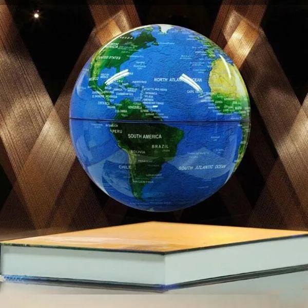 Magnetic Levitation Floating Rotating 6 inch Globe World Map with Book Base House Decor Gift Educational Toy Dark Blue