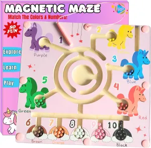 Magnetic Maze For Kids - Sort The Colors, Count The Numbers! - Unicorn Toys For Girls Age 4-6 - Toys For Girls - Birthday Gifts For Girls - Montessori Learning Toys For Ages 3  - Ideal Classroom Toy