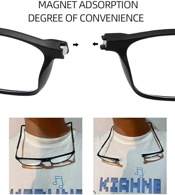 Magnetic Reading Glasses for Men or Women, Computer Readers,Adjustable Temples, Magnetic and Easy to Carry With Glasses Case