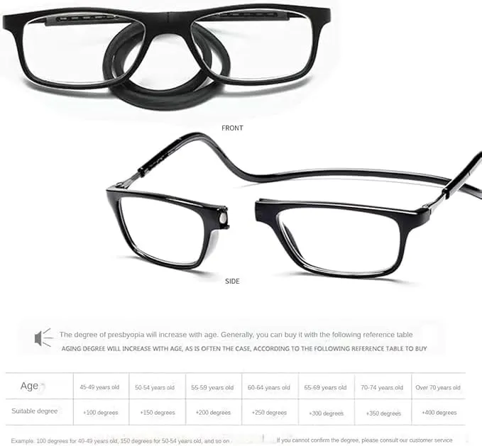 Magnetic Reading Glasses for Men or Women, Computer Readers,Adjustable Temples, Magnetic and Easy to Carry With Glasses Case