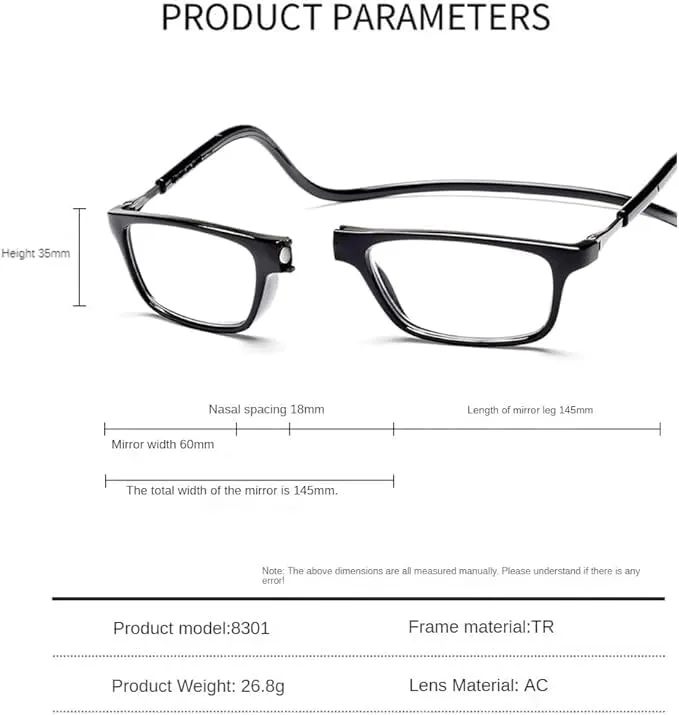 Magnetic Reading Glasses for Men or Women, Computer Readers,Adjustable Temples, Magnetic and Easy to Carry With Glasses Case