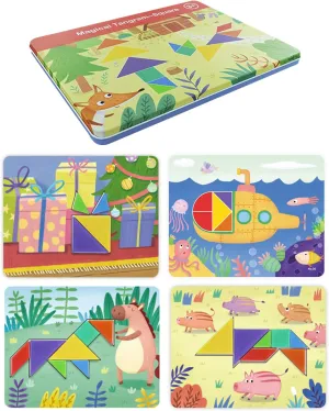 Magnetic Tangram for Children, Educational STEM Tangram Puzzle Toy for Preschool PW0431 (Magic Tangram - Square)