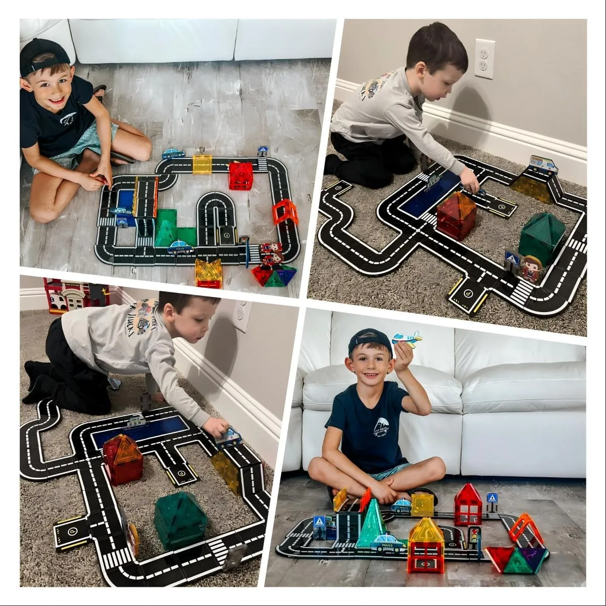Magnetic Tiles City Road Set with Magnet Car, Magnetic Blocks Building Toys for Kids, STEM Construction Toys for Toddlers, Gifts for 3  Year Old Boys & Girls