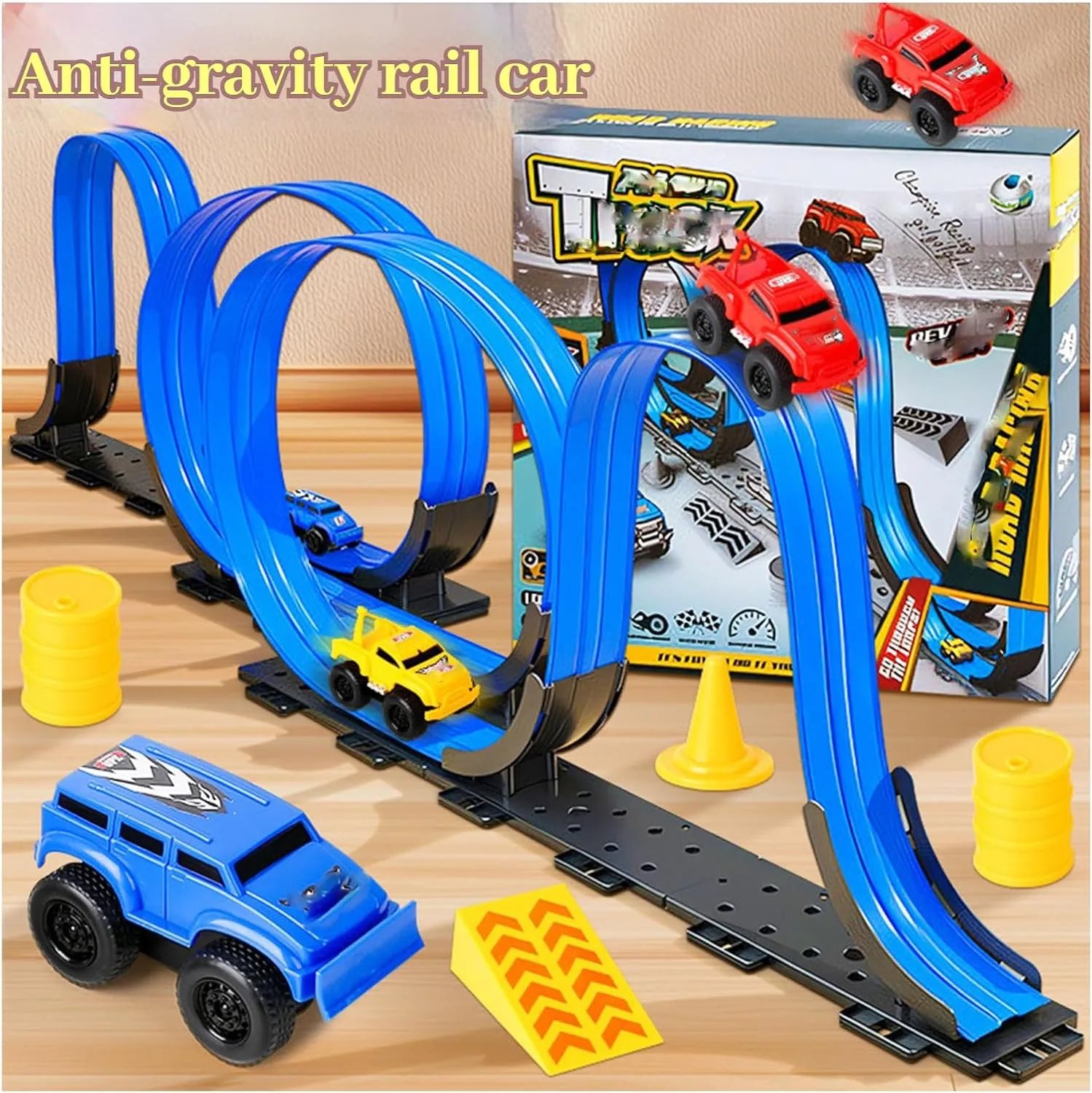 Magnetic Wall Climbing Toy Car, Anti-Gravitys Wall Climbings Car with 33.5in Orbit, Decompression Toy Car That Drive on Walls and Ceiling Inertial Magnetic Levitation for Car Toy Enthusiasts (2PCS)