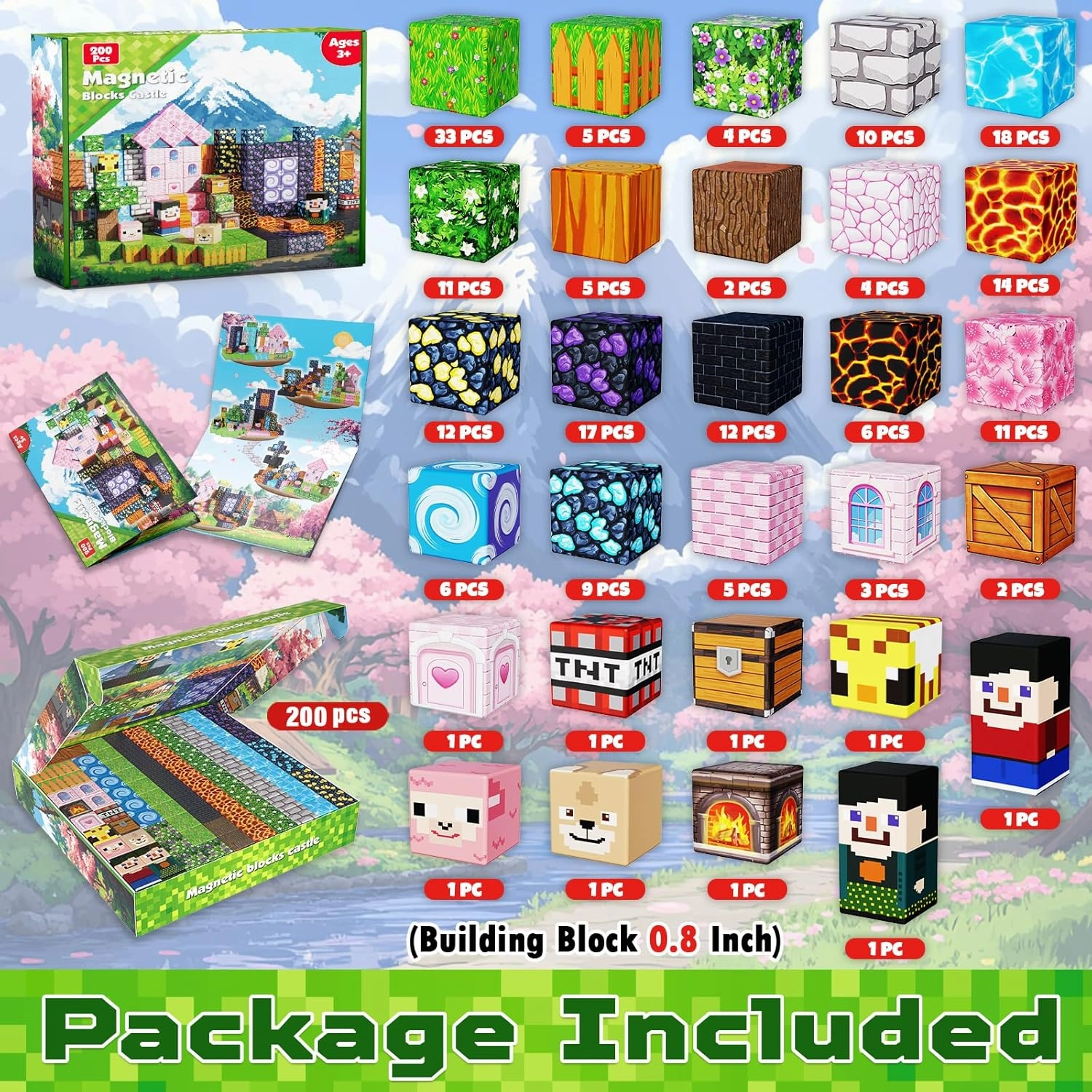 Magnetic Blocks - 200 PCS Build Dark Adventure Forest Castle - Magnetic Toys for Montessori Toddler Christmas Birthday Gifts STEM Sensory Toys for 3 4 5 6 7 8 9 10 Year Old Boys & Girls