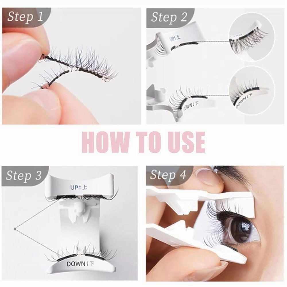 Magnetic Eyelashes Kit, Eyelashes with Applicator, No Glue Needed Reusable (Natural)