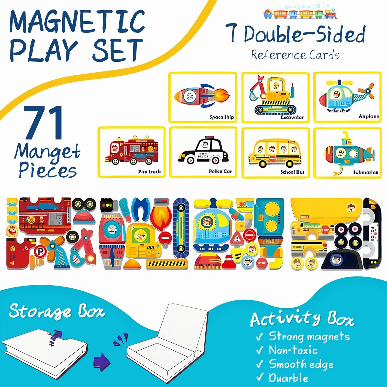 Magnetic Puzzles for Kids Ages 4-8 - 71 PC Educational Vehicle Magnetic Book, Dress-Up Game & Preschool Toddler Learning Activities, Travel-Friendly STEM Toy, Fridge Magnets for Toddlers Ages 1-3 3-12