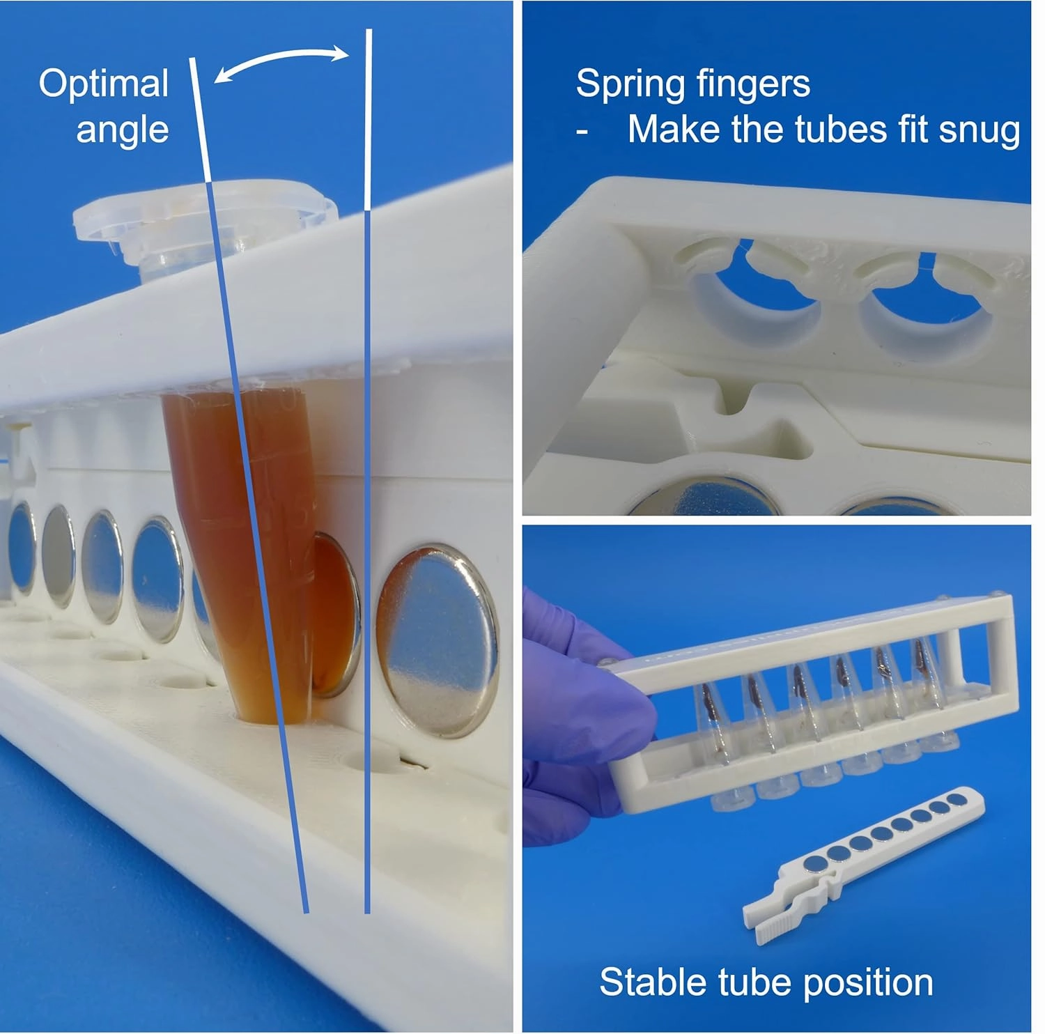 Magnetic Rack for DNA, RNA Purification; for 1.5 mL centrifuge Tubes (with Removable Magnets)