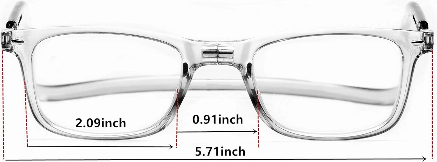 Magnetic Reading Glasses Adjustable Front Connect for Men or Women