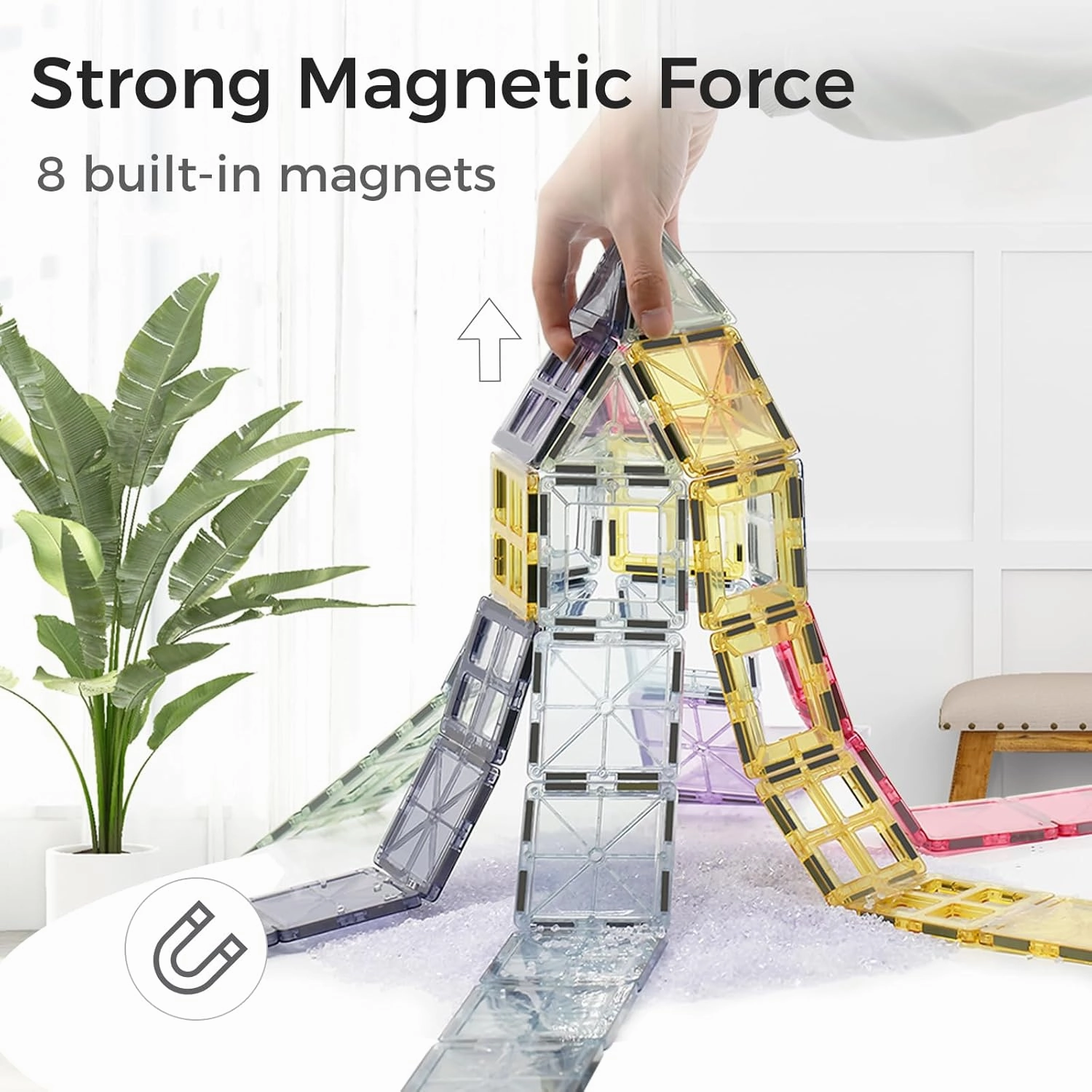Magnetic Tiles 40pcs Magnet 3D Building Tiles Kids Toys for 3-8  Years Old Boys & Girls - STEM Educational Learning Magnetic Blocks Toy Set