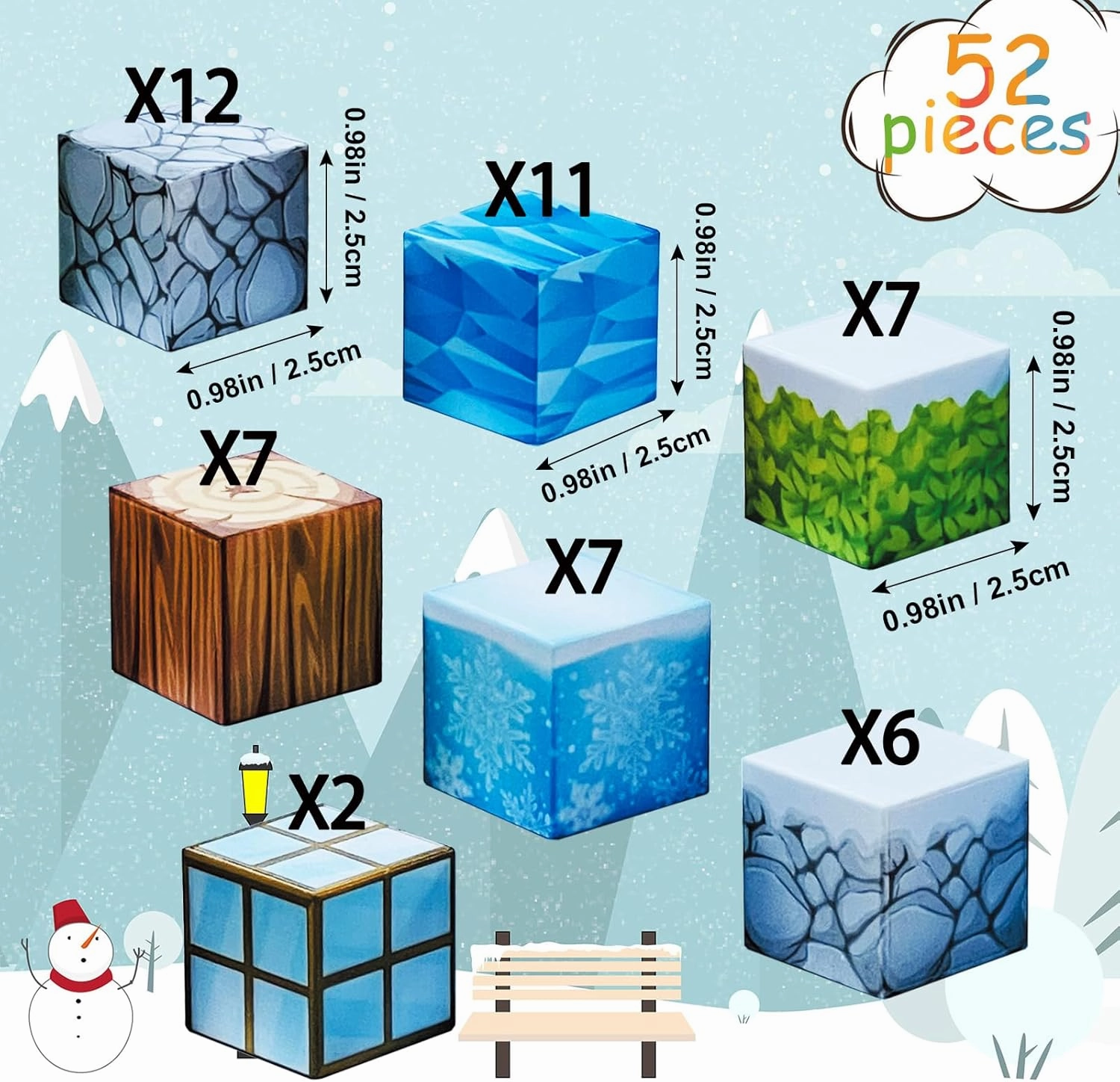 Magnetic Tiles-Build Mine Magnet World Frozen Set 3-4 ,Magnetic Blocks Sensory Toys for Age 5-7,STEM Magnets Cubes Building Toys for Halloween Christmas Birthday Gifts for Girls Boys Ages 4-8 8-12