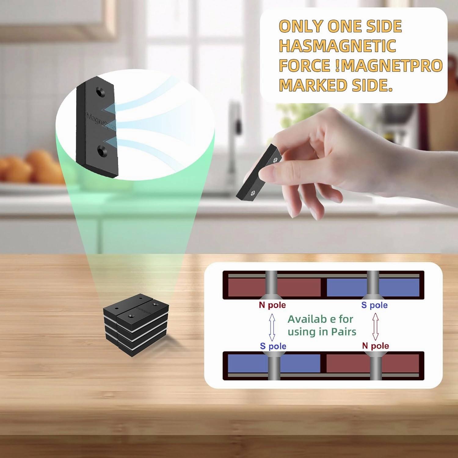 Magnetpro PP Plastic Coated Magnet 20 LB Force Size 2" x 0.75" x 0.3", Food-Grade Rust-Proof Waterproof, Multi-Purpose Rectangular Magnets for Home for Outdoor (4, 20 lb Single-Sided Magnetism)