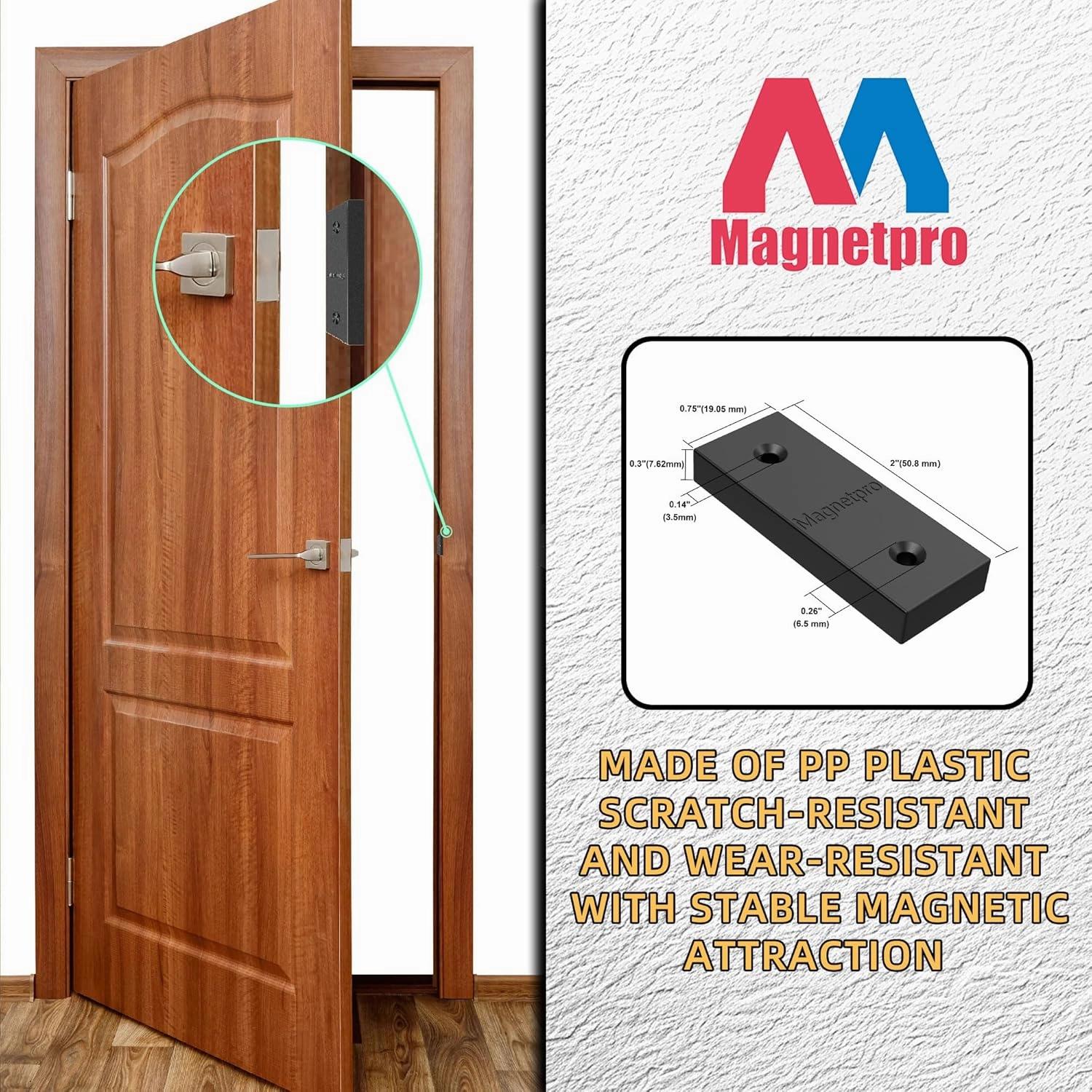 Magnetpro PP Plastic Coated Magnet 20 LB Force Size 2" x 0.75" x 0.3", Food-Grade Rust-Proof Waterproof, Multi-Purpose Rectangular Magnets for Home for Outdoor (4, 20 lb Single-Sided Magnetism)