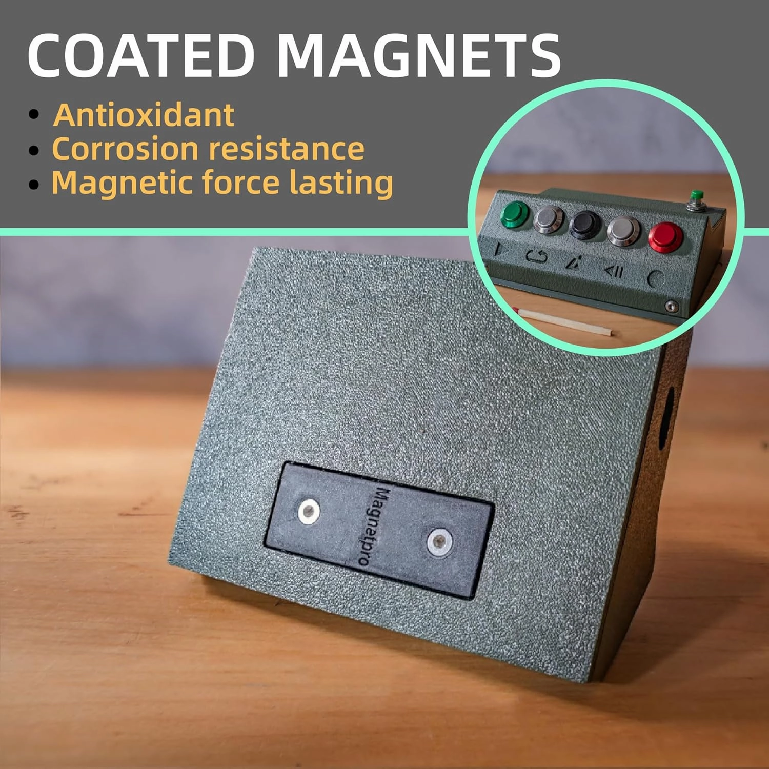 Magnetpro PP Plastic Coated Magnet 20 LB Force Size 2" x 0.75" x 0.3", Food-Grade Rust-Proof Waterproof, Multi-Purpose Rectangular Magnets for Home for Outdoor (4, 20 lb Single-Sided Magnetism)